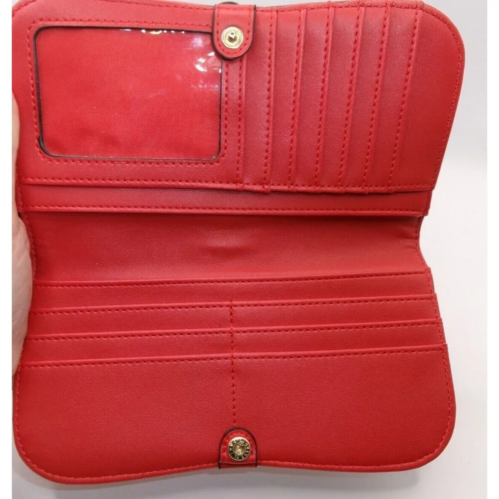 Women’s Guang Tong Wallet Red Croco Leather? Clutch Change Purse Gold Buckle 7x4
